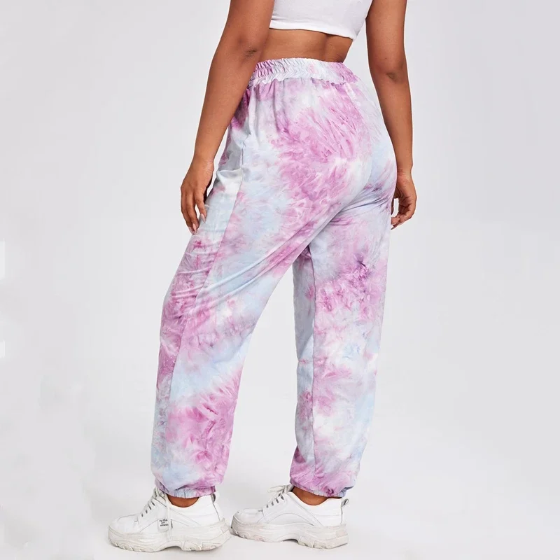 Plus Size Drawstring Waist Summer Spring Casual Tie Dye Pants Elastic Waist Loose Jogger Pants Large Size Sports Pants 6XL 7XL