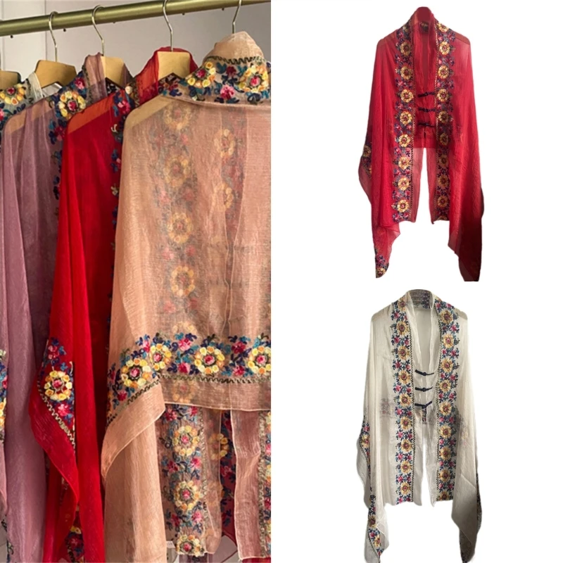 Soft Polyester Long Shawl with Intricate Ethnic Embroidery Shawl Elegant Shawl for Parties and Vacations