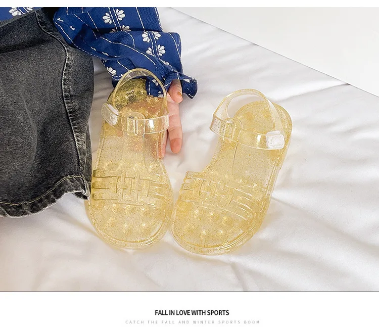 2026 Neue Mädchen Glitzer-Jelly-PVC-Sandalen für Kleinkinder mit Schnallenverschluss, Retro-Geflecht und Cut-Outs, Sommer-Strandschuhe – Detail 19