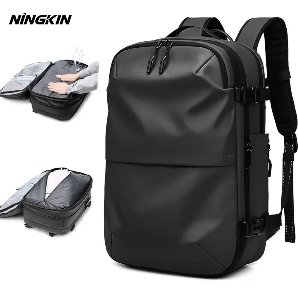 Ningkin men's backpack, 60 liter expandable vacuum compression backpack, waterproof and anti-theft large capacity travelbackpack