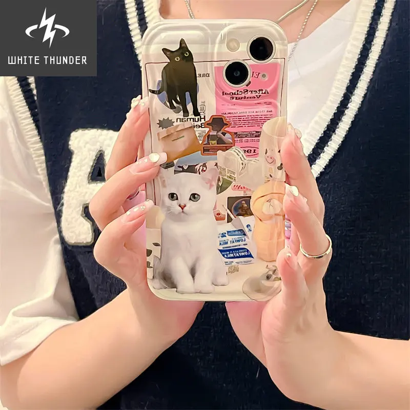 Creative English Cute Cat English Poster Air Cushion Anti-fall Shell For iphone 11 12 13 Pro Max Xr X Xs Max Phone Case