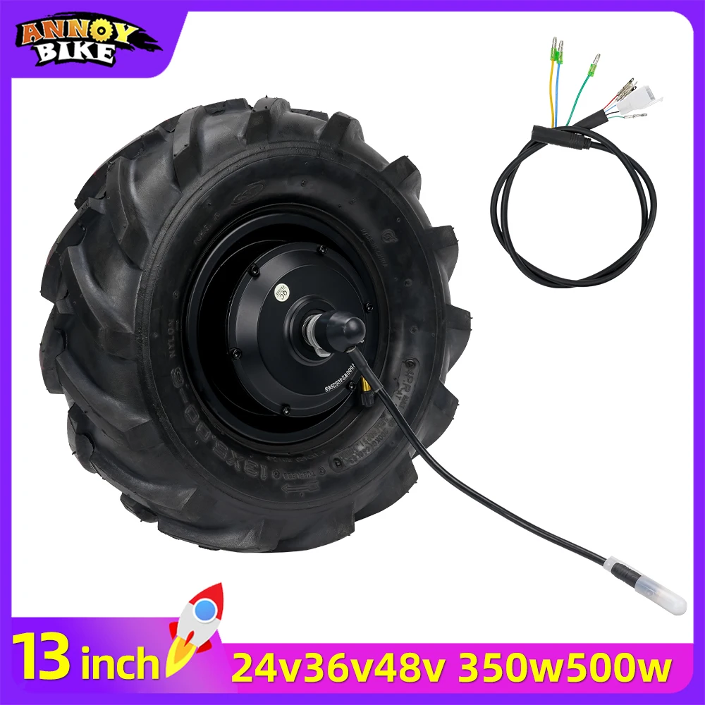 13 inch Hub Motor 24v 36v 48v 350w 500w High Torque Electric Wheelbarrow Cart Gear Motor Wheel Off-road Tire Disc Brake Wheel