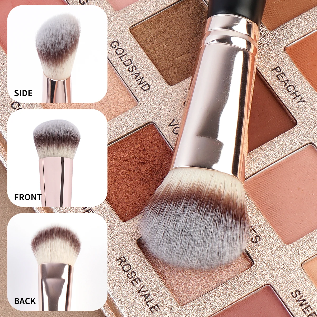MAANGE-brocha de maquillaje de doble cabezal, 1 piezas, ángulo/redondo, base superior, suave, Fuffy, herramientas de belleza para mezclar crema líquida en polvo