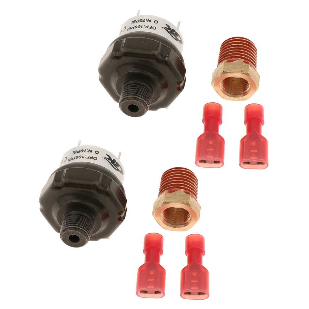 2 Pieces Air Compressor Pump Pressure 70 PSI Switch Control Valve 12V