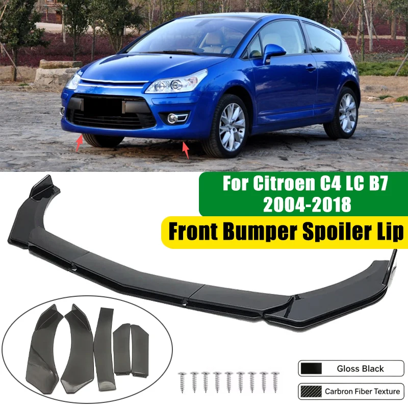 For Citroen C4 LC B7 2004-2018 5Pcs ABS Car Front Bumper Lip Spoiler Splitter Body Kit Canard Tuning Accessories