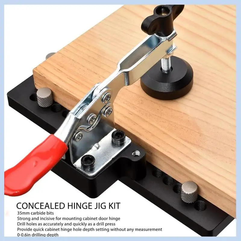 

AS63-35Mm Concealed Hinge Jig Kit With Drill Guide Locator,Hinge Hole Punch For Hinge Boring, Cabinet And Door Installation