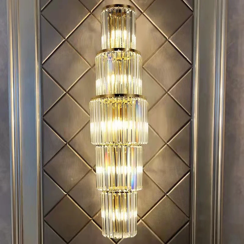 Clear Crystal Home Wall Sconces Parlor Tv Background Wall Lamp Gold Stainless Steel E14 Bulb Lighting Fixtures Dropshipping