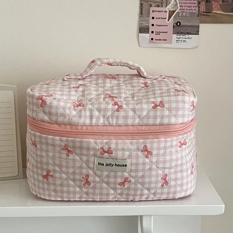 1PC Różowa kokardka Damska kosmetyczka Kosmetyczka na monety Duża kosmetyczka na szminki Mała duża kosmetyczka Organizer Case
