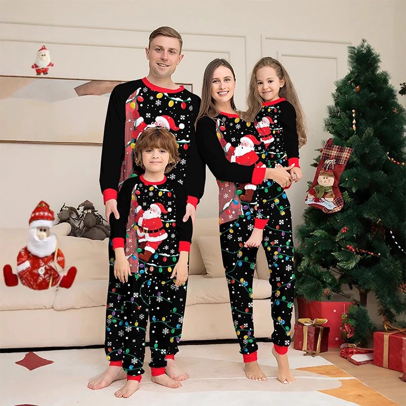 

Christmas Family Matching Outfits Pajamas Family Look Sleepwear Sets 2025 Santa Claus Print Father Mother Kids Baby Xmas Pyjamas
