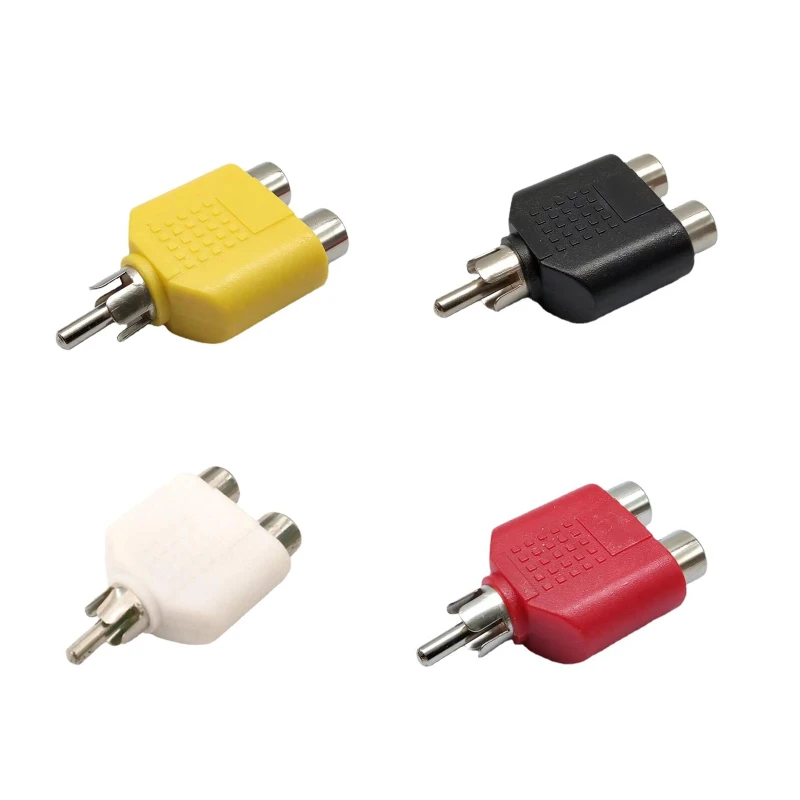 4Pcs RCA Y Splitter AV Audio Video Plug Converter 1 Male to 2 Female Adapter Kit RCA Lotus Color AV Jack