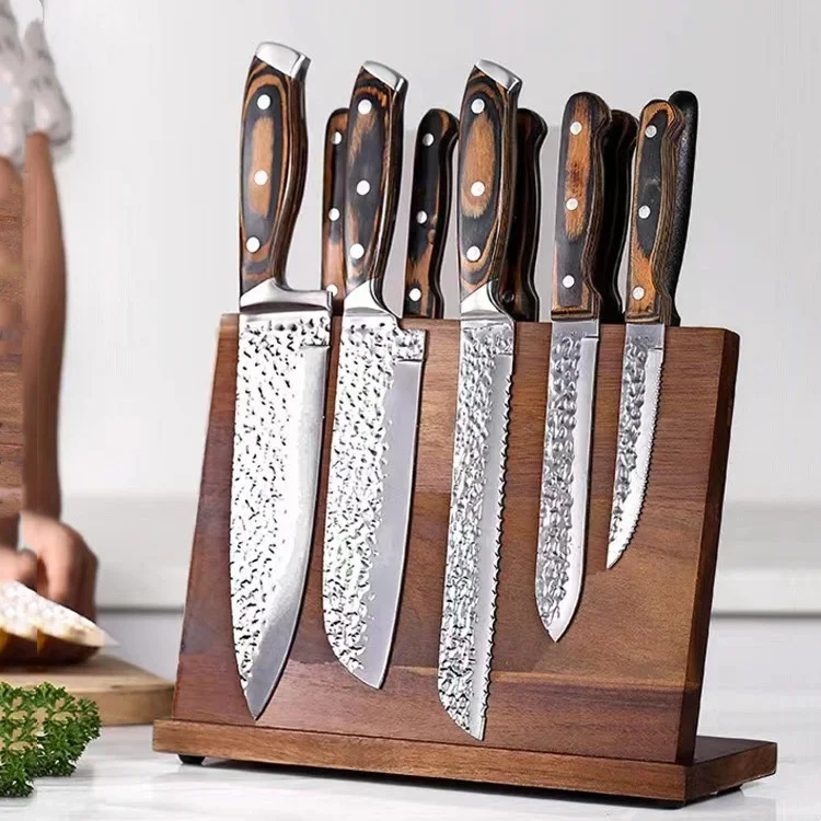 Solid Wood Magnetic Knife Holder Kitchen Creative Multifunctional Storage Magnet Knife Strip Bar Knife Rack No Drill