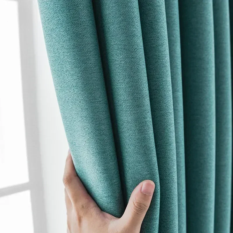 

Linen Curtains for Living Room Luxury Thick High Blackout Bedroom Dining Insulation Drapes Gray Solid Custom Door