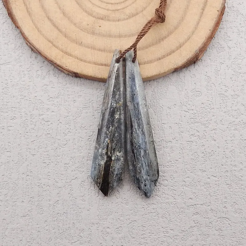 Natural Stone Blue Kyanite Earring Beads Pair,Fashion DIY Earring Semi-precious Stone Jewelry Earring
