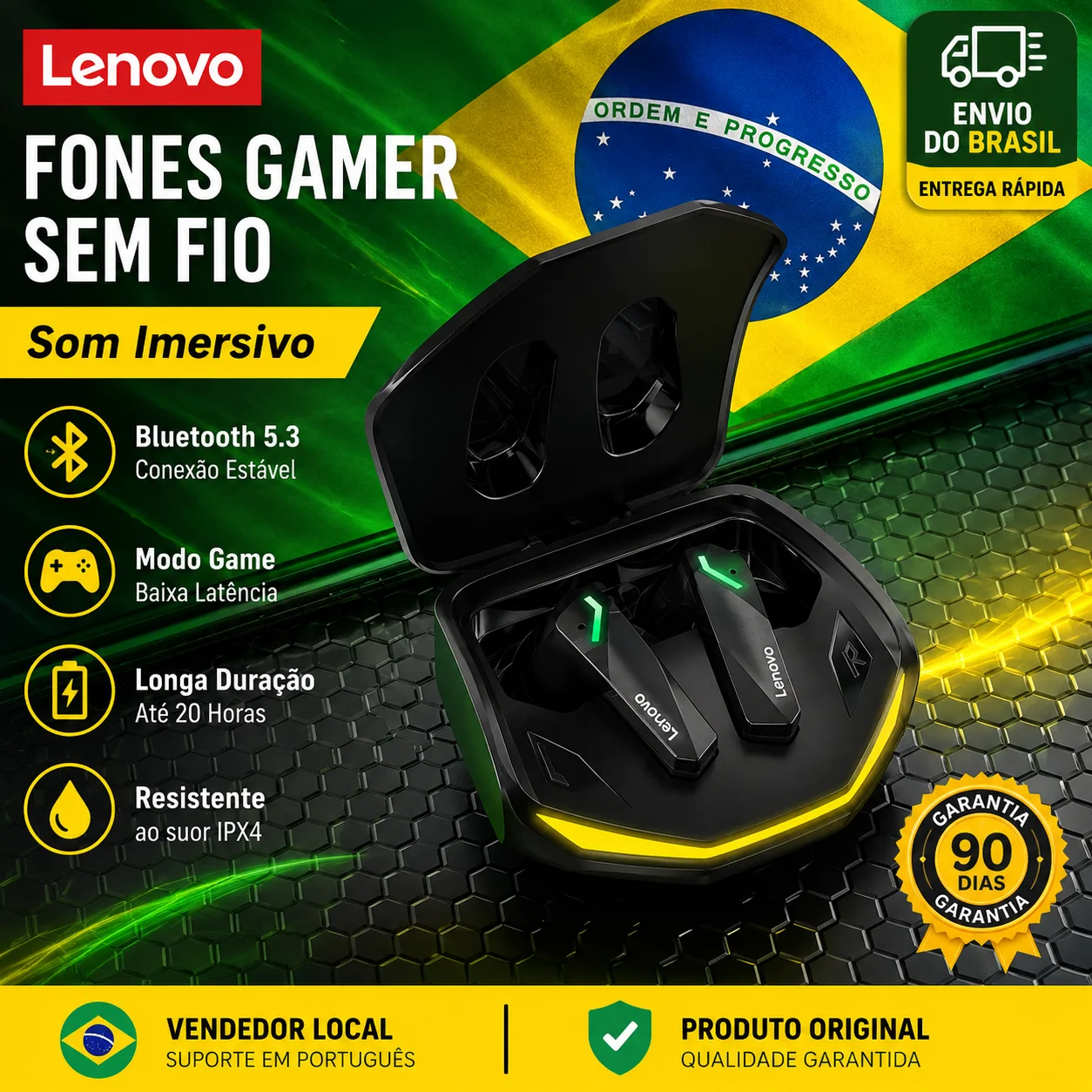 New Lenovo GM2 Pro Bluetooth Earphones Ultra Low Latency With Long Standby