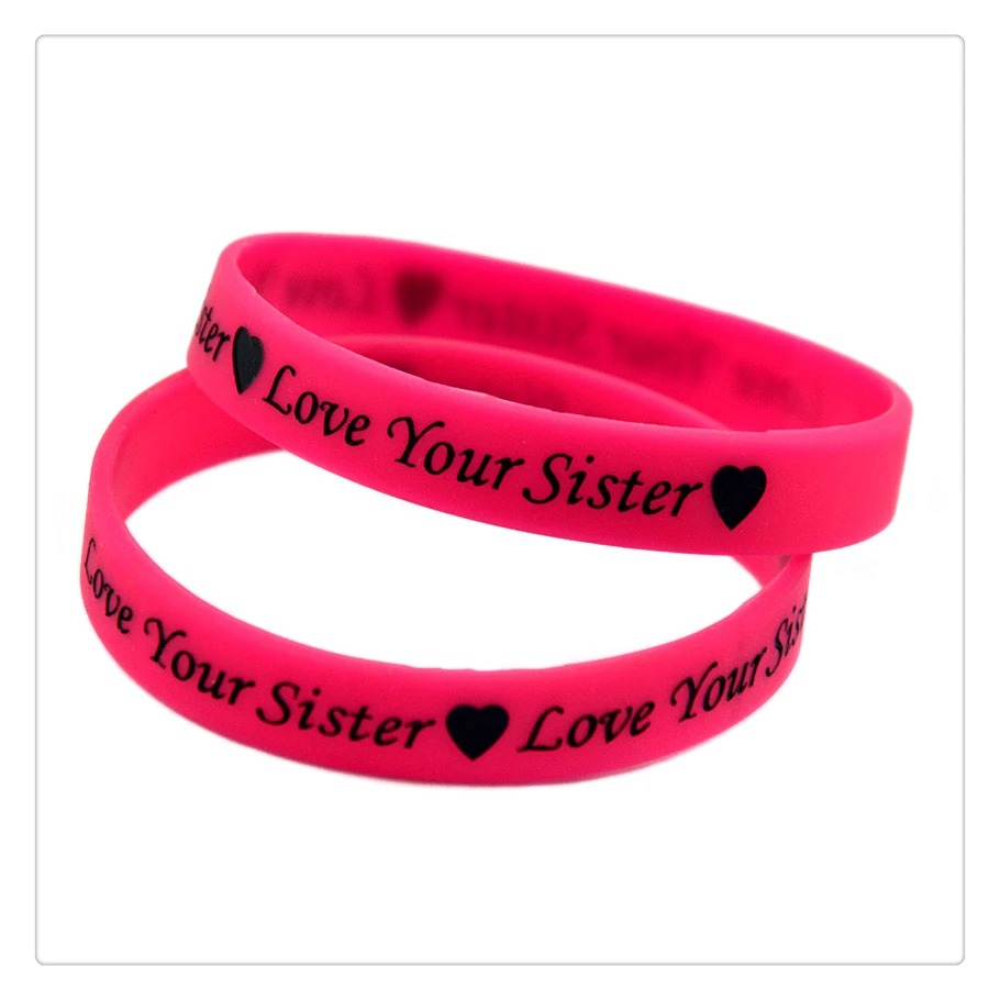 1 Stück „Love Your Sister“-Armband aus Silikonkautschuk, inspirierendes Armband, das beste Geschenk für Freunde, Erwachsenengröße. – Detail 8