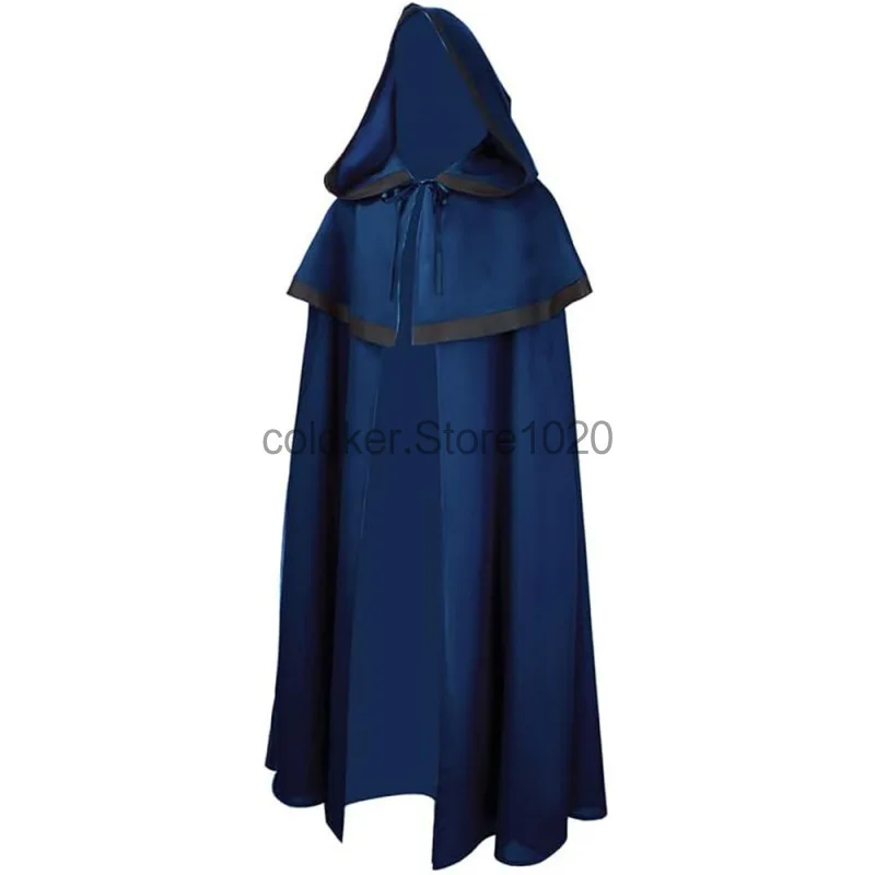 Manto de festa de Halloween para homens e mulheres, cristão vermelho medieval, cosplay vampiro pagão, capa com capuz de bruxa, traje de carnaval adulto