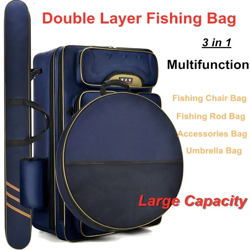 Large Capacity Outdoor Bag Hunting Fishing Gear Backpack Double Layer Thicken Waterproof Fishing Chair Fishing Rod Bag