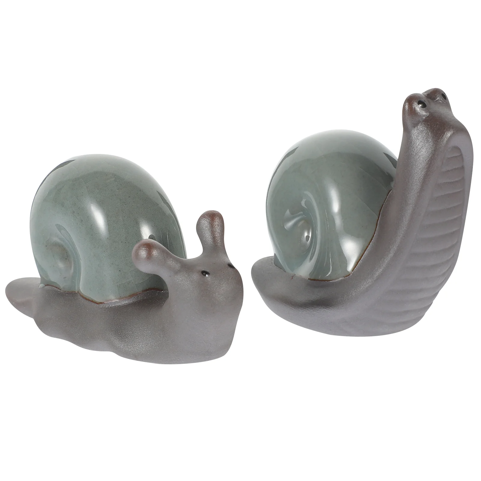 

2 Pcs Ornaments Ceramic Snail Decor Pet Home Creative Tea Table Retro Car Figurine