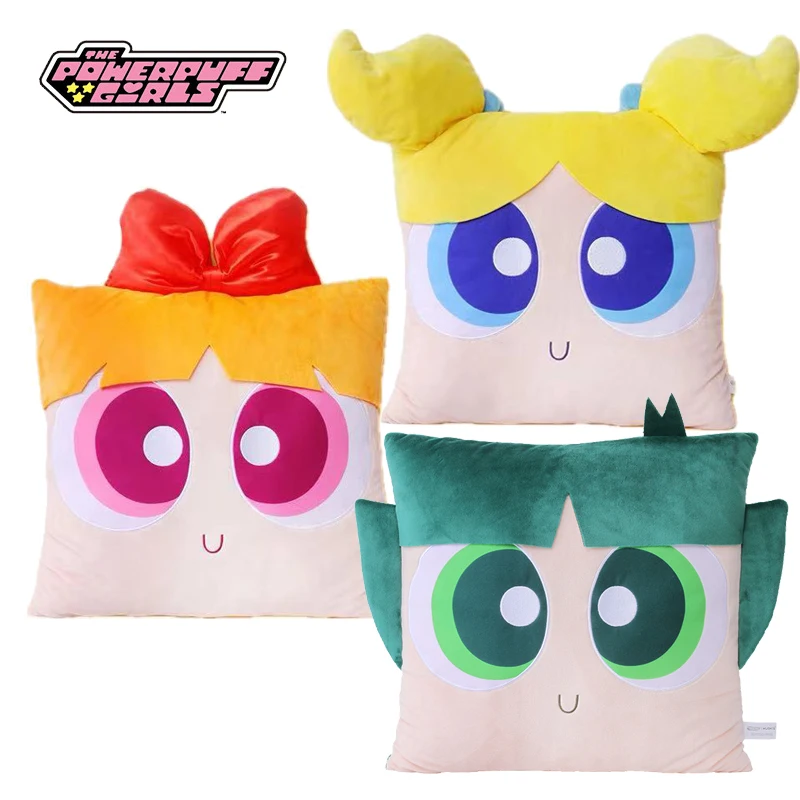 38cm Original Big Eyes Powerpuff Girls Plush Sofa Pillow Square Pillow Cute Stuffed Cushion