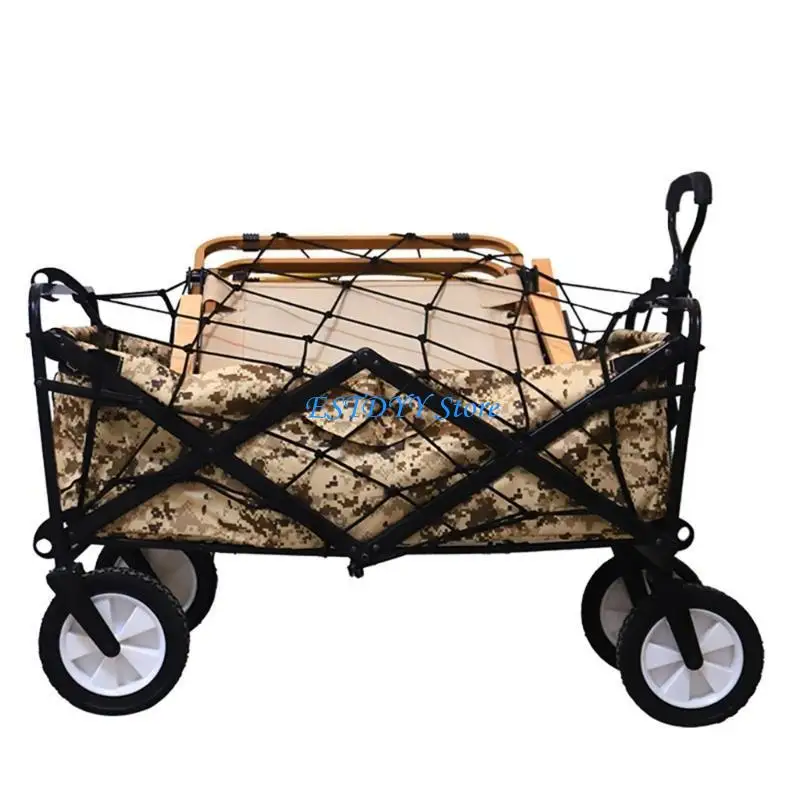 G6DE Beach Cart Wagon Cart Heavy Duty Tie Rod Tool Camping Accessory Elastic Cargo Net Folding Wagon Cart Folding Cargo Net
