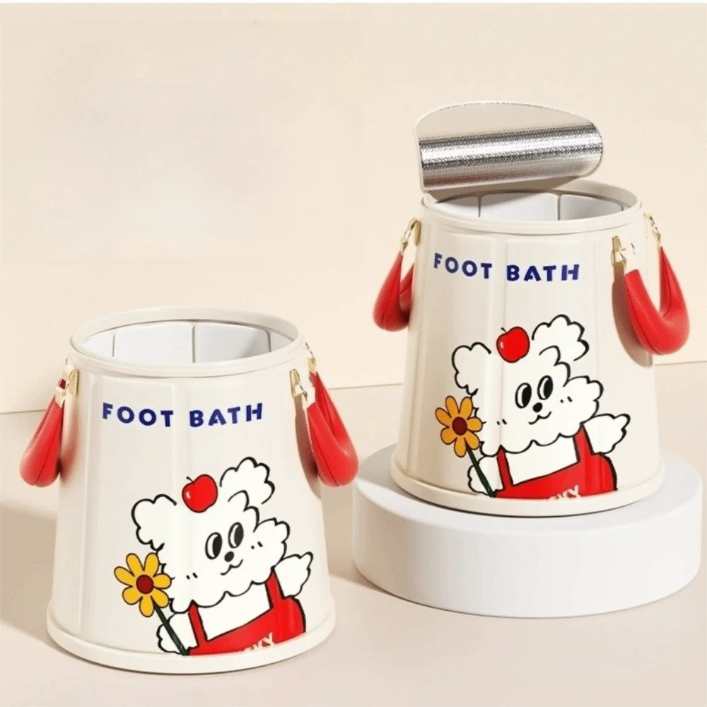

Thickened Collapsible Foot Bath Cartoon Over Calf Foot Soaking Bucket Heat Preservation with Handles Foot Wash Basin