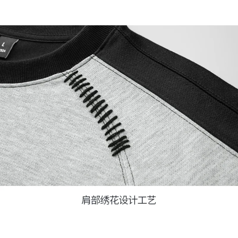 Premium T-shirt Men Clothing Heavyweight Drop Shoulder Embroidery Streetwear Loose Fit Patch Label Casual Top