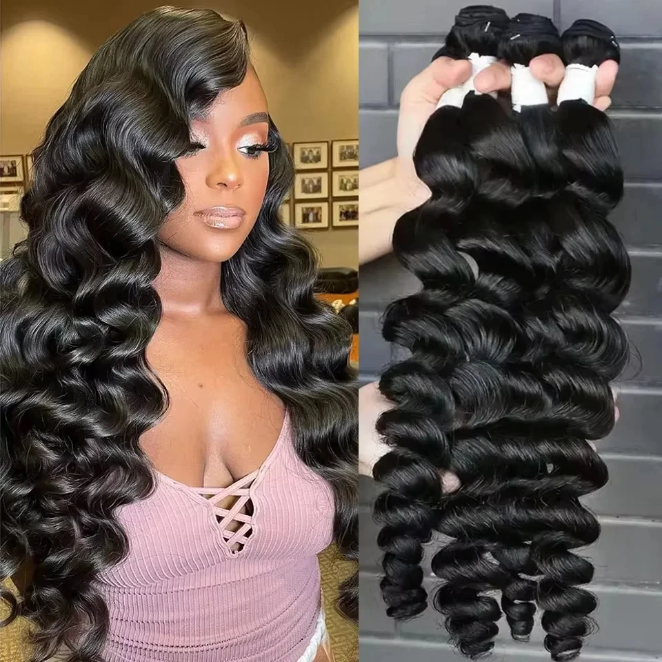 

34-дюймовые свободные волнистые пучки 100% необработанных человеческих волос, необработанные наращивания, натуральные 3/4 шт., пучки бразильского плетения для женщин