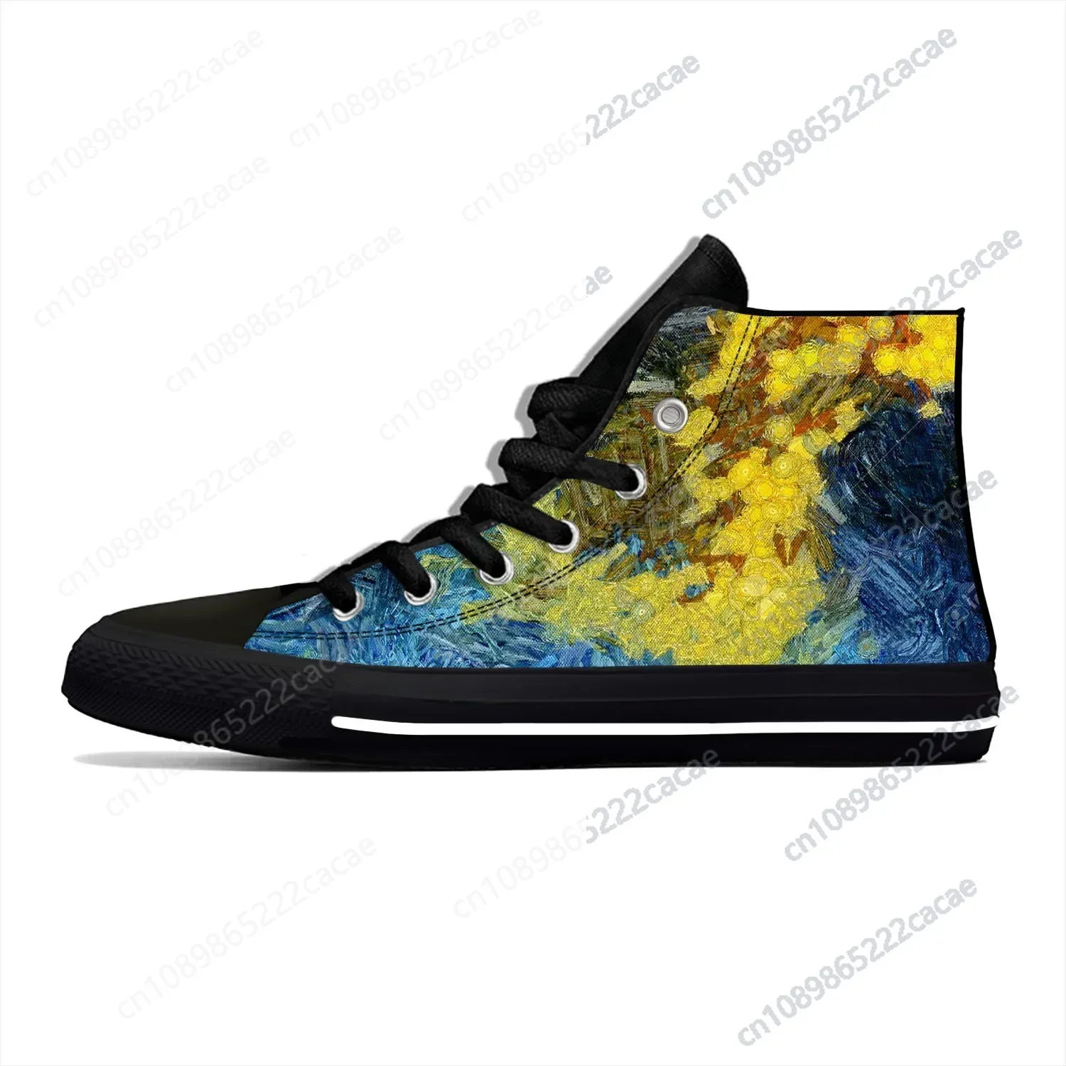 Van Gogh Oil Painting Starry Night Novelty Design Fashion High Top Canvas Shoes Men Women Casual Sneakers Classic Board Shoes