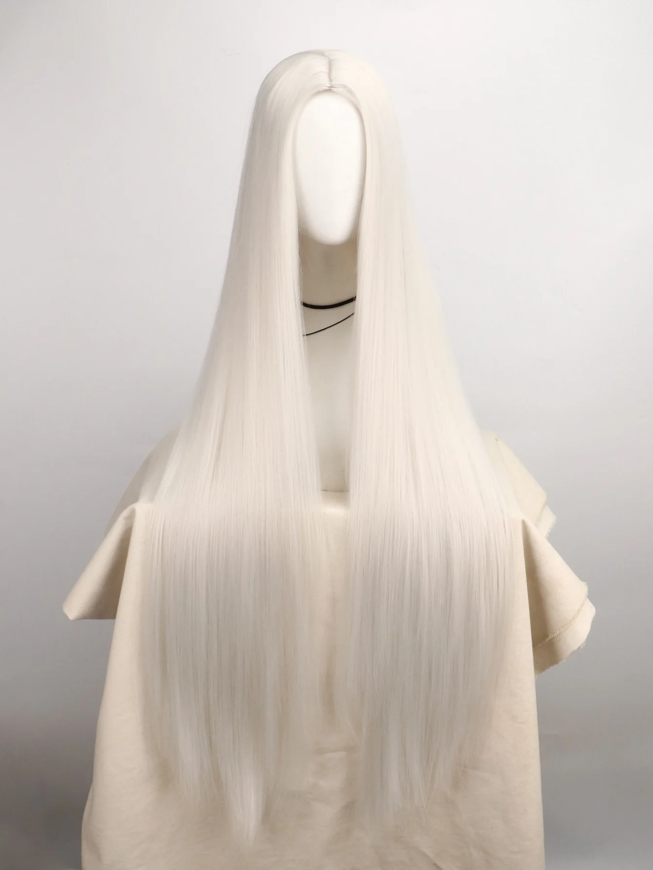 40 Inch/ 100 cm Long Sliver White Straight Wig Cosplay Hair Synthetic Halloween Ahime Party Wigs