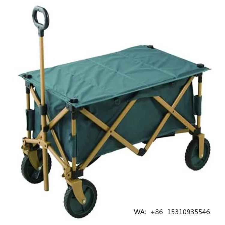 OEM 4 Wheel Outdoor Camping Wagon Foldable  Wagon Folding Utility Beach Sport Wagon Collapsible Cart