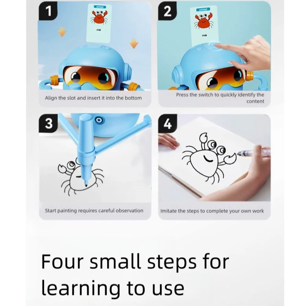 Nieuwe interactieve tekenrobot met 100 woordkaarten en 14 kleurpennen Kleurpennen Magische schilderrobot voor meisjes en jongens vanaf 3 jaar
