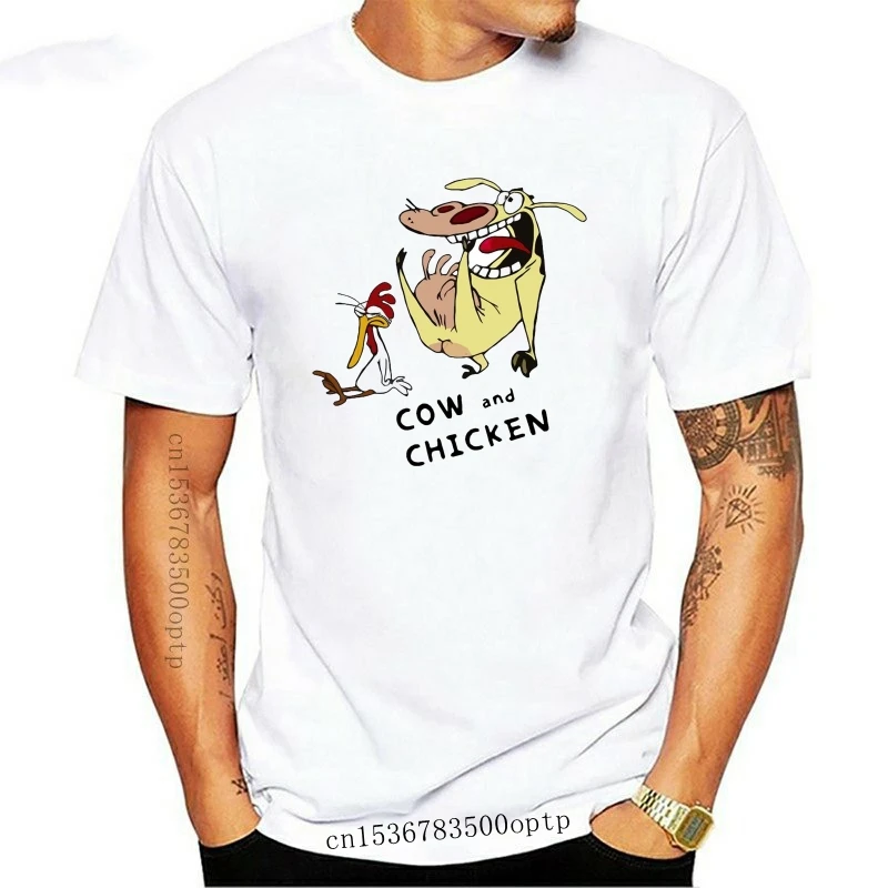 Mens Clothes 100% Cotton Cow And Chicken Design Creative Graphic men's Mens Short Sleeve Fashion Summer Mens T Shirt