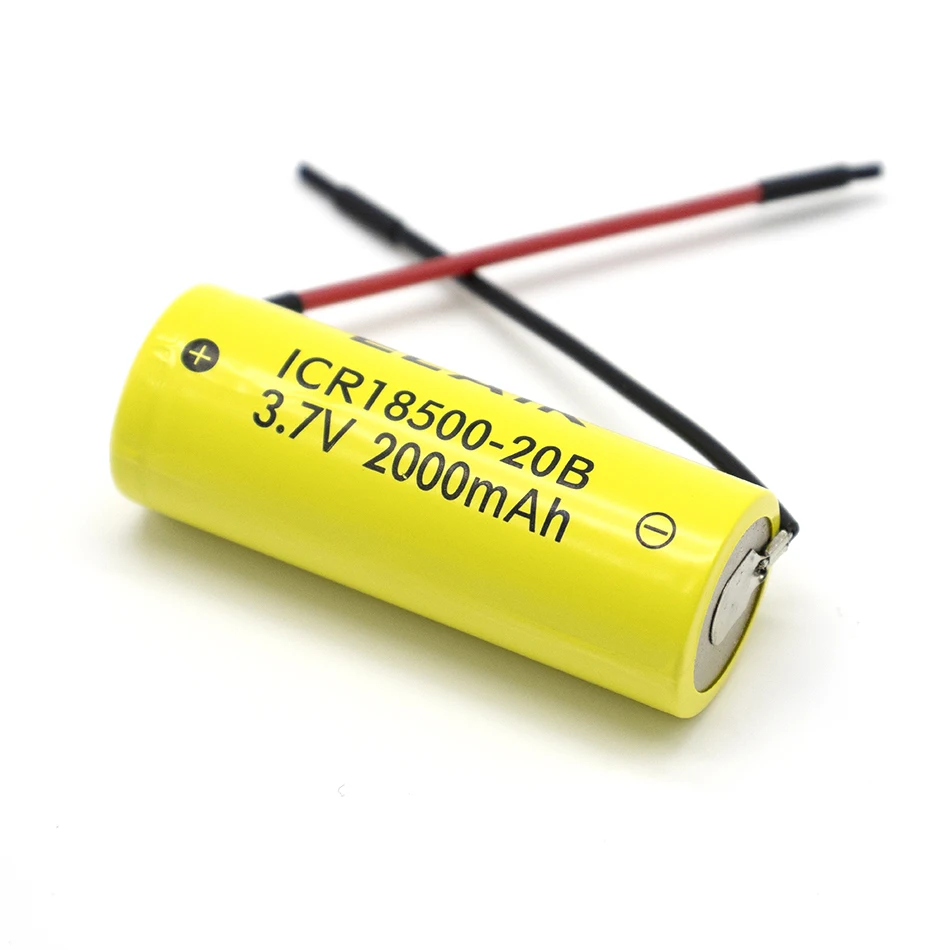 1-10PCS 3.7V Rechargeable Battery ICR18500-20B 2000mAh Recarregavel Lithium ion Battery + DIY Linie