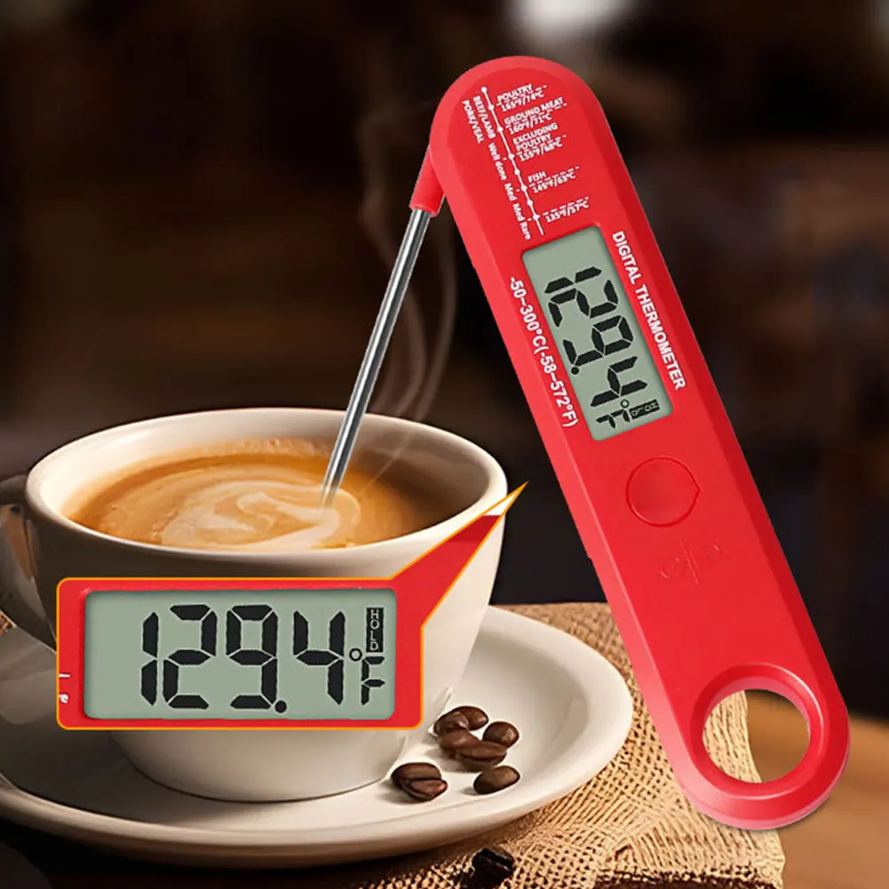 Digital Food Thermometer Instant Read Cooking Thermometer with Foldable Probe Oil Thermometer for BBQ Turkey Candy Liquids Beef