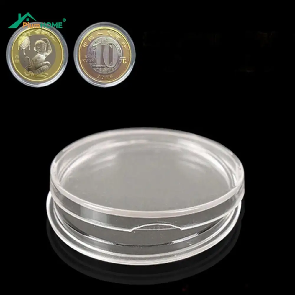 10X 25mm plastic Capsules Coin Box Display Cases Clear Round Boxed Lighthouse Coin Holder Coin Plastic Storage Capsules Holder