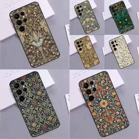 William Morris Case For Samsung Galaxy S22 S23 Ultra Note 20 S8 S9 S10 Note 10 Plus S21 FE S20 FE Coque