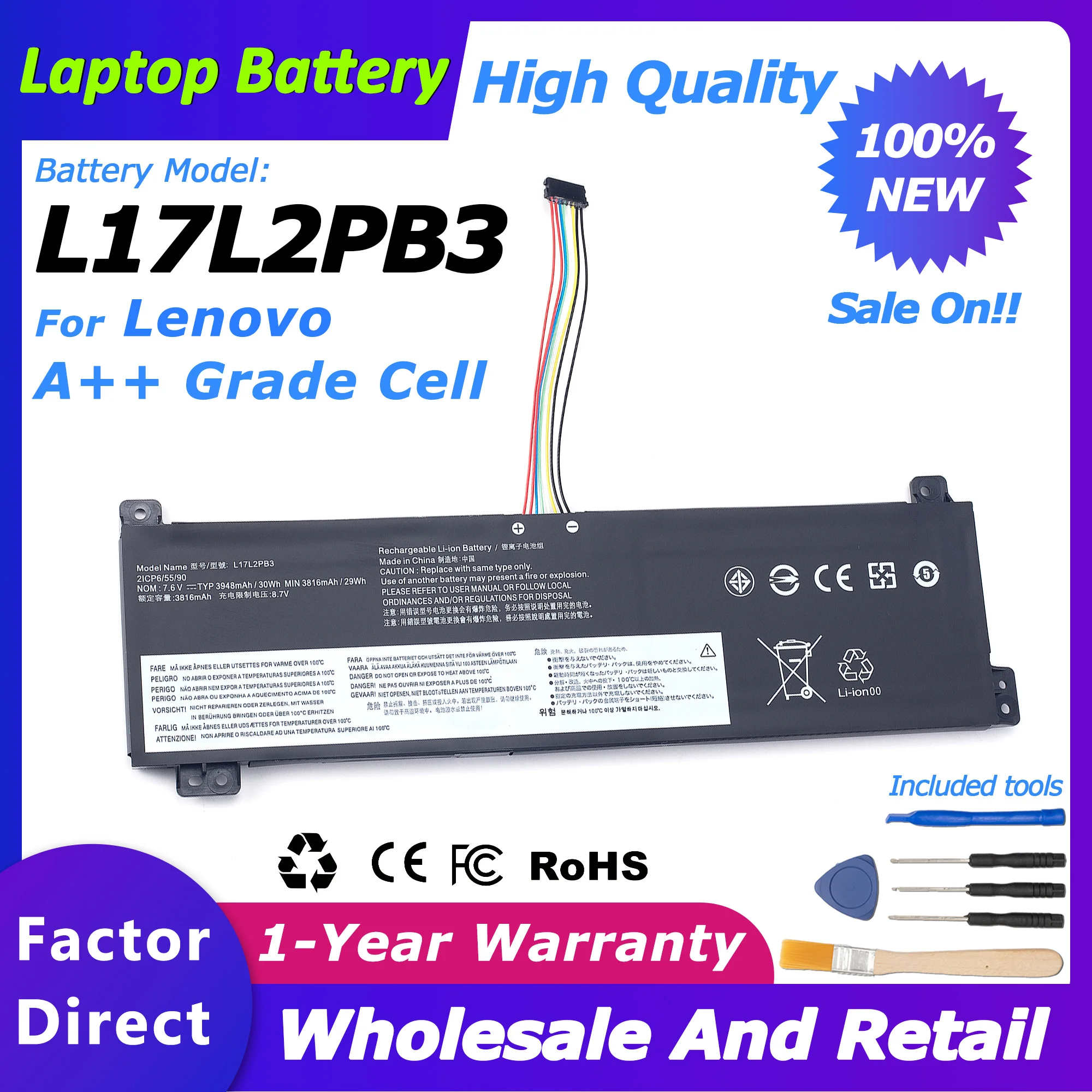 

L17L2PB3 новый 3980 мАч оригинальный аккумулятор для ноутбука L17M2PB3/L17C2PB3 для Lenovo V130-15IGM/V530-14IKB/V530-15IKB