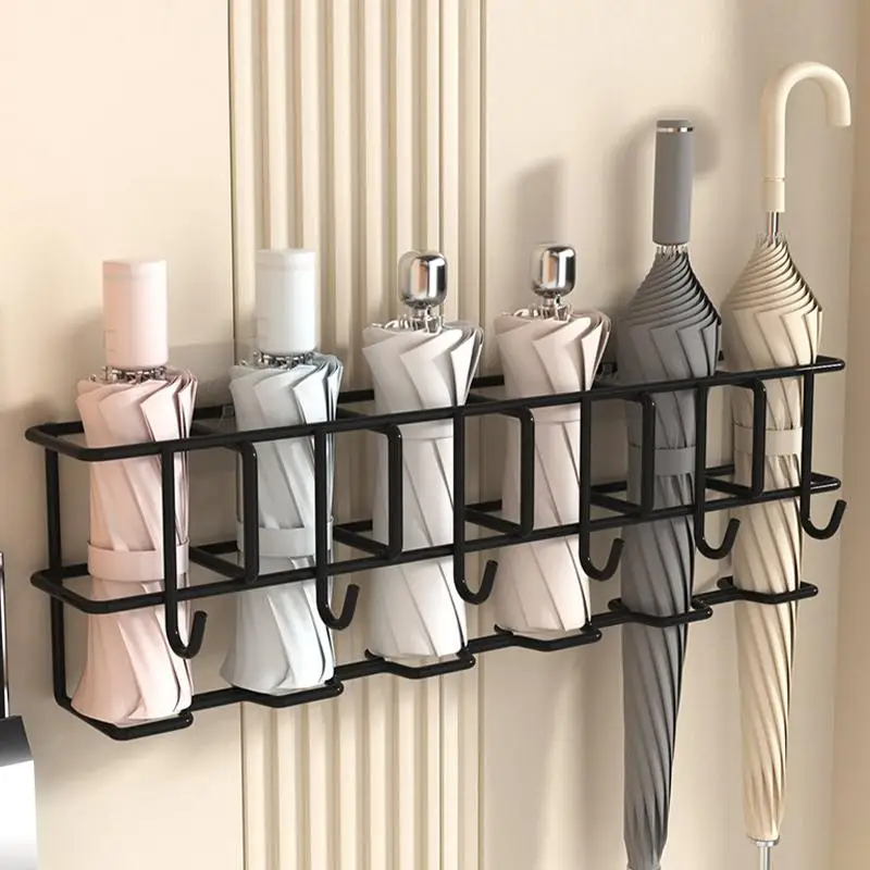 Indoor Storage Rack For Umbrellas Umbrella Holder Wall-Mounted Hooks