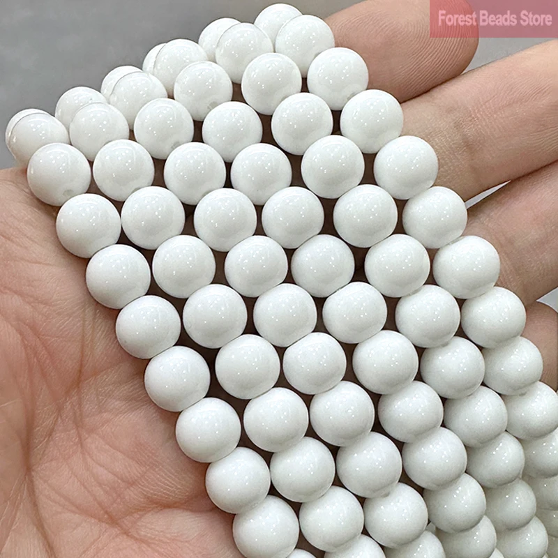 Smooth Natural White Quartz Round Loose Stone Beads DIY Charms Bracelet Accessories 15'' Inch 4/6/8/10/12mm for Jewelry Making