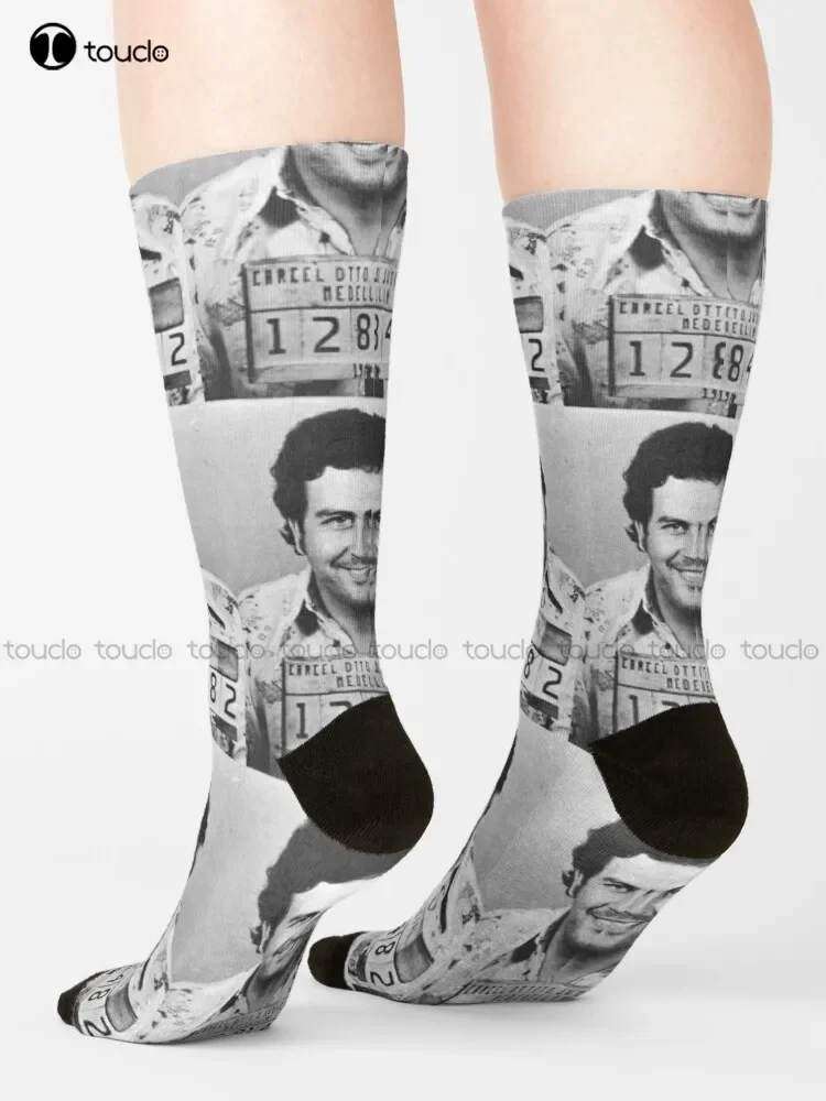 Pablo Escobar Mugshot Icon History Crime Criminal Old School Socks Black Socks Christmas Gift Custom 360° Digital Print