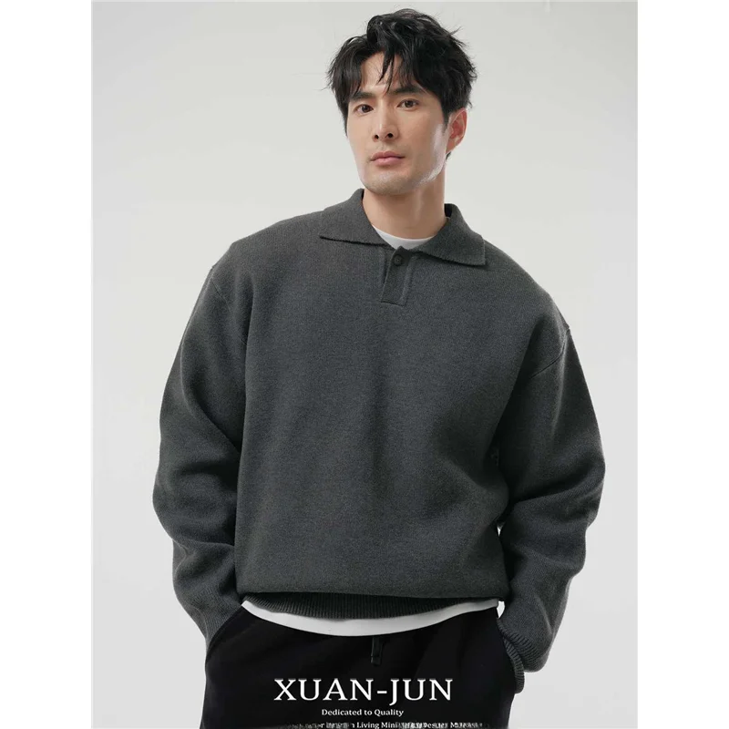 

Men's Ne Knitwear Warm Inner Wear Luxury Casual Sle Commute Flip Collar Sweater Coat Lazy Trend Autumn Winter