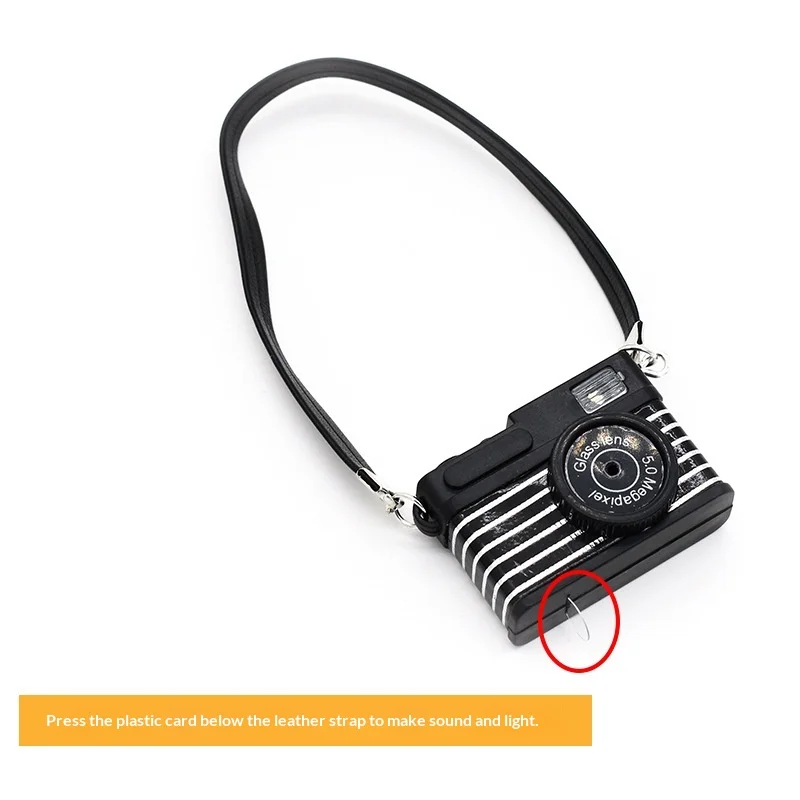 

Миниатюрная игрушечная камера в стиле SLR для 20-сантиметровых хлопковых кукол BJD с функцией звука и света, кожаный ремешок на шею, аксессуар для кукол, оптом