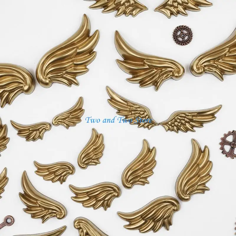 HX6F Angel Wing Mold Mirrored Finish Silicone Crafting Tool Halloween Decoration Mold For Resin Craft Projects