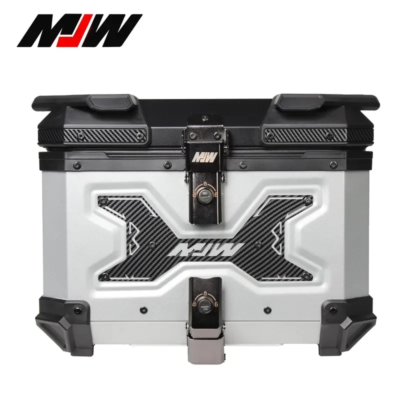 MJW45L motorcycle glacier silver trunk waterproof quick-release aluminum alloy tail box storage box anti-drop embossed tail