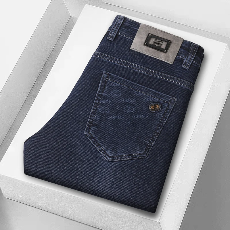 

Новые мужские удобные мягкие деловые модные прямые повседневные джинсовые брюки мужская брендовая одежда легкие роскошные эластичные узкие джинсы