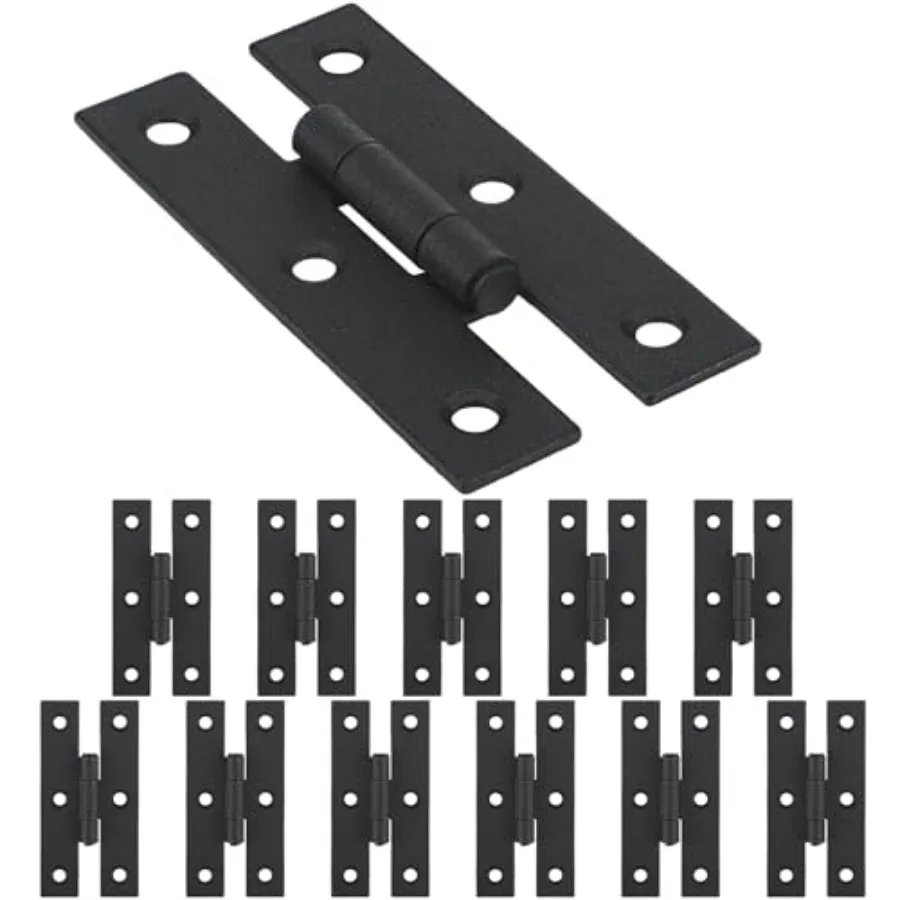 

Pack 3 Inch Black Powder Coated Wrought Iron H Hinge for Cabinet Doors Kitchen Cabinet Hinge with Hardware