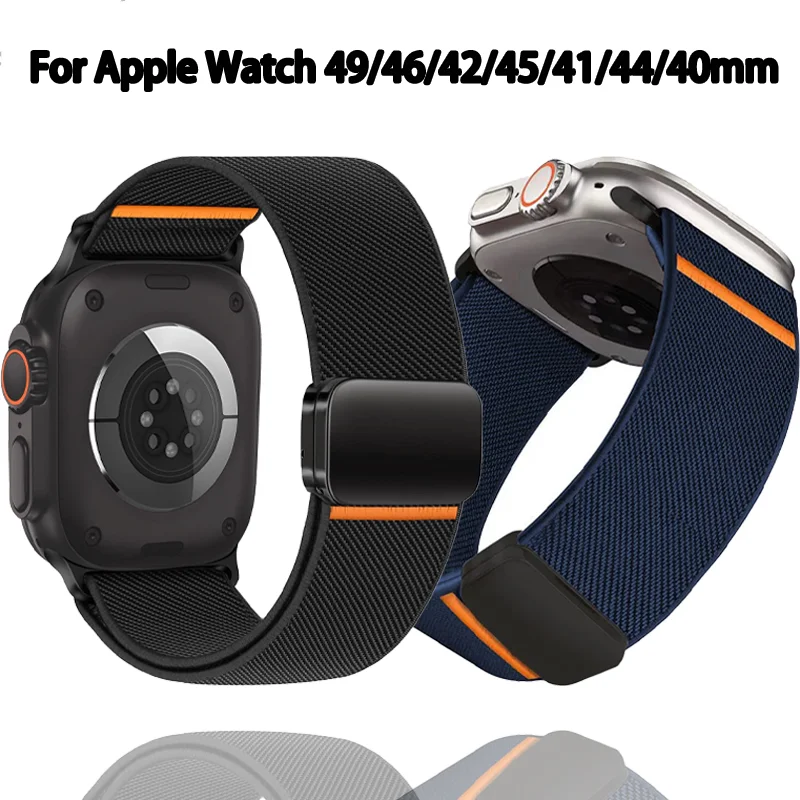 Nylon-Schlaufenarmband für Apple Watch Ultra 3/2/1 49mm 11 10 46mm 42mm Magnetisches Armband iWatch 9 8 7 6 5 4 SE 45mm 44mm 41/40mm Band