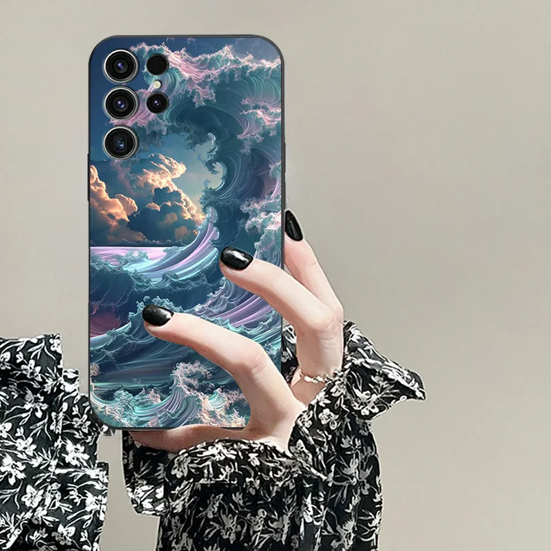 For Samsung S25 Ultra A16 4 g 5 G Galaxy S25PRO A06 TPU Black Soft Phone Case Personalized Creative Pattern Wave Series Cover image 6