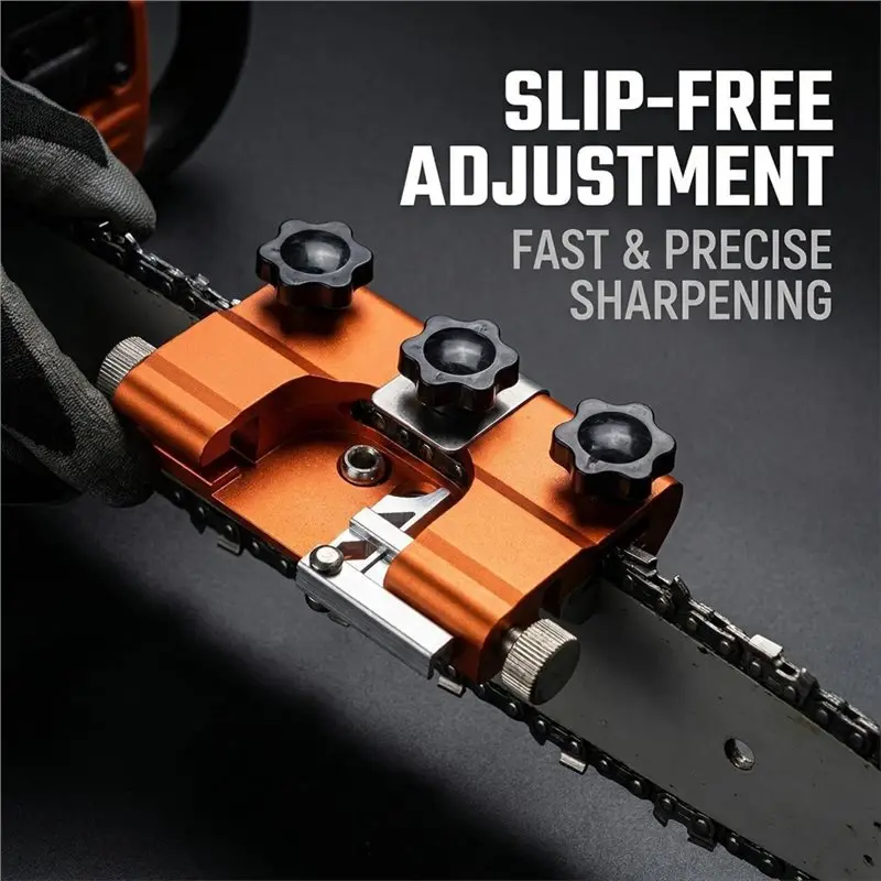 F-F Aluminum Alloy Chainsaw Sharpener, Hand Crank Chain Saw Blade Sharpening Tool Multi-Knob Adjustment Chainsaw Grinder