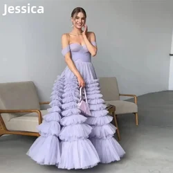 Jessica Purple Prom Dresses Luxurious Tulle Layers EveningDress فساتين السهرة Bride Wedding Dress Graduation Dress Party Dresses